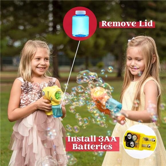 2 Bubble Guns with 2 Bubble Refill Solution, Bubbles Maker, Blower - Picture 7 of 7